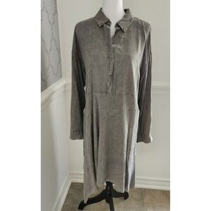 Cupio Grey Size XL Flowy Asymetrical‎  Button Long Sleeve Dress